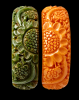 Vintage green or butterscotch sunflower carved bakelite bangles